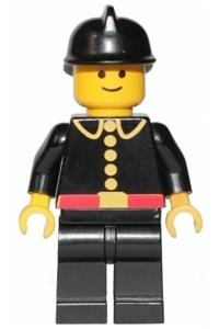 Firefighter Minifigure - Classic firefighter wearing a black fire helmet - firec004