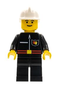Fire - Flame Badge and Straight Line, Black Legs, White Fire Helmet firec006