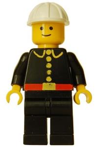 Firefighter Minifigure - Classic firefighter wearing a white construction helmet - firec016