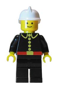 Firefighter Minifigure - Classic firefighter with a white fire helmet and white air tanks - firec018