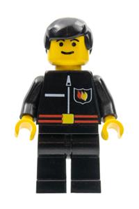 Fire - Flame Badge and Straight Line, Black Legs, Black Male Hair firec020