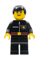 Fire - Flame Badge and Straight Line, Black Legs, Black Male Hair - firec020