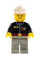 Fire - Flame Badge and 2 Buttons, Light Bluish Gray Legs, White Fire Helmet - firec021