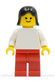 Plain White Torso with White Arms, Red Legs, Black Female Hair - fmf001