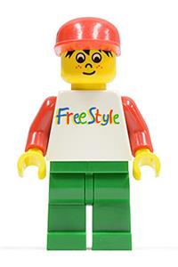 FreeStyle Timmy Minifigure - Timmy, with green legs and a red hat, in a freestyle outfit - fre001