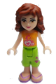Olivia from Friends wearing lime cropped trousers and an orange top - frnd006