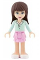 Sophie from Friends theme wearing a bright pink layered skirt and a light aqua long sleeve blouse top - frnd015