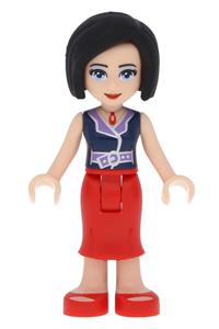Friends Anna - Anna from Friends with a red long skirt and a dark blue sleeveless blouse top - frnd018