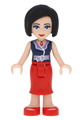 Friends Anna, Red Long Skirt, Dark Blue Sleeveless Blouse Top - frnd018