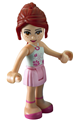 Mia from Friends theme with a bright pink skirt and a light aqua halter neck top - frnd022