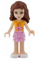 Olivia from Friends wearing a bright pink layered skirt with an orange top - frnd023