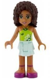 Friends Andrea - Andrea from Friends theme wearing a lime halter neck top with a light aqua layered skirt - frnd024