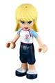 Stephanie from Friends, wearing dark blue cropped trousers and a white soccer jersey - frnd036