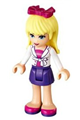 Stephanie from Friends theme with a dark purple skirt, magenta top with white jacket, and a magenta bow - frnd042a