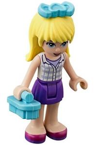 Friends Stephanie - Stephanie from Friends wearing a dark purple skirt, a white plaid button shirt, and a bow - frnd064