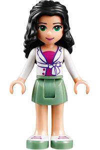Friends Emma - Emma from Friends theme with sand green skirt, white jacket with bow over magenta top - frnd067