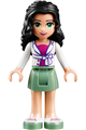 Friends Emma, Sand Green Skirt, White Jacket with Bow over Magenta Top - frnd067