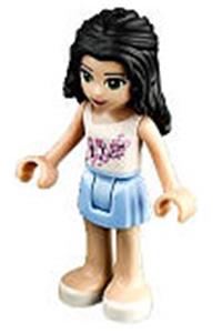 Friends Emma - Emma from Friends theme wearing a white top with pink flowers and a bright light blue skirt - frnd070