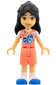 Liann wearing a coral outfit with a raccoon and Christmas lights - frnd0856