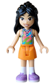 Liann from Friends with lime hair, wearing a coral and medium azure tank top, orange skirt, and medium lavender shoes - frnd0864