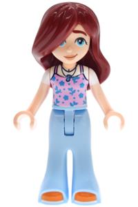 Friends Paisley - Paisley wearing a bright pink tank top, bright light blue bell-bottom trousers, and orange shoes - frnd0867