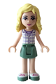 Friends Naya, Sand Green Skirt, White Plaid Button Shirt - frnd086