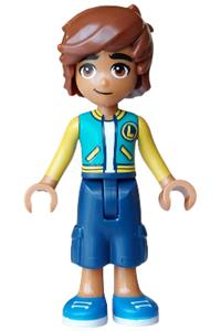Friends Leo - Leo from Friends wearing a dark turquoise and yellow jacket, dark blue cropped trousers, and blue shoes - frnd0879