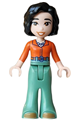 Michelle from Friends wearing a reddish orange shirt, sand green bell-bottom trousers, and medium nougat shoes - frnd0881