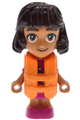 Alba micro doll from Friends wearing a magenta dress and an orange life jacket - frnd0884