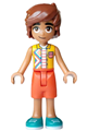 Leo from Friends with a bright light orange sleeveless shirt, reddish orange shorts, and dark turquoise shoes - frnd0887