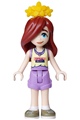Friends Paisley wearing a bright light yellow and medium lavender tank top, medium lavender shorts, dark tan shoes, and a bright light orange flower tiara - frnd0888