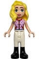 Matilde from Friends wearing a bright pink sleeveless jacket, white trousers, and black boots - frnd0890