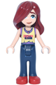 Friends Paisley wearing a bright light yellow and medium lavender tank top, dark blue trousers, and red shoes - frnd0896