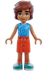 Friends Leo - Friends Leo wearing a blue sleeveless shirt with a spiral, reddish orange shorts and dark turquoise shoes - frnd0905