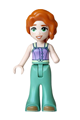 Friends Autumn wearing a medium lavender tank top, sand green bell-bottom trousers and medium nougat shoes - frnd0908