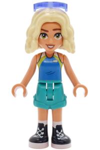 Friends Nova - Nova from Friends wearing a blue sleeveless top, dark turquoise shorts, black boots and sunglasses - frnd0922