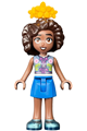 Aliya from Friends wearing a sand blue vest, blue skirt, metallic light blue shoes and a bright light orange flower tiara - frnd0924