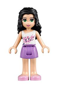 Friends Emma - Emma from Friends theme with a white top featuring pink flowers and a medium lavender skirt - frnd097