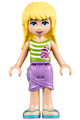 Friends Stephanie, Medium Lavender Wrap Skirt, Green Top with White Stripes, Sunglasses - frnd104
