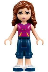 Friends Olivia - Olivia from Friends wearing dark blue cropped trousers, a magenta top, and a magenta bow - frnd105