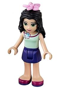 Friends Emma - Emma from Friends theme with dark purple skirt, light aqua top featuring a flower at the neck - frnd108