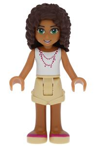 Friends Andrea - Andrea from Friends wearing tan shorts and a white top with a necklace of music notes - frnd114
