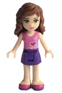 Friends Olivia - Olivia from Friends theme with dark purple skirt, dark pink top with hearts and white undershirt - frnd115
