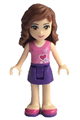 Olivia from Friends theme with dark purple skirt, dark pink top with hearts and white undershirt - frnd115