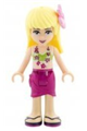 Stephanie from Friends wearing a magenta wrap skirt, lime bikini top, and a flower - frnd116