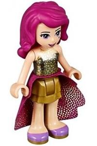 Friends Livi - Livi from Friends theme wearing a pearl gold layered skirt, gold sequined halter top, and a medium lavender sequined cloth skirt - frnd120