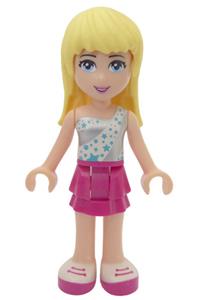 Friends Stephanie - Stephanie from Friends theme with magenta layered skirt, white one-shoulder top with stars, and a bow - frnd125