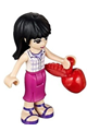 Maya from Friends theme wearing a magenta mid-length skirt and a white plaid button shirt - frnd131