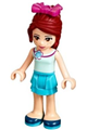 Mia from Friends theme wearing a medium azure layered skirt, light aqua top with flower, and magenta bow - frnd139