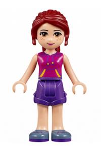 Friends Mia - Mia from Friends theme wearing dark purple shorts with a magenta top featuring orange and dark purple stripes - frnd141